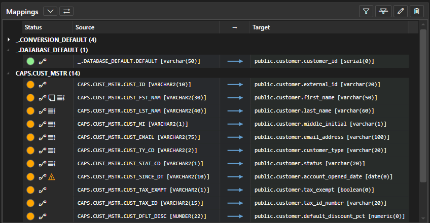 Mappings Panel