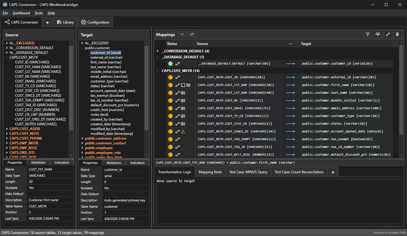 Bridger workspace layout